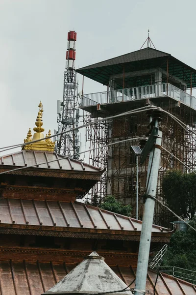 Der Turm Und Tempel Auf Dem Gipfel Des Sarangkot Hügels — Stockfoto