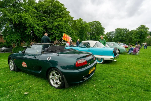 Morpeth Fair Day Northumberland Ngiltere Farklı Klasik Arabaların Yakın Plan — Stok fotoğraf
