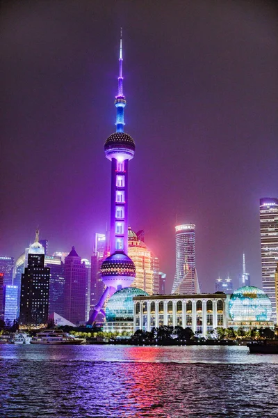 Breathtaking Night View Illuminated Pearl Tower Shanghai China — Stock Photo, Image