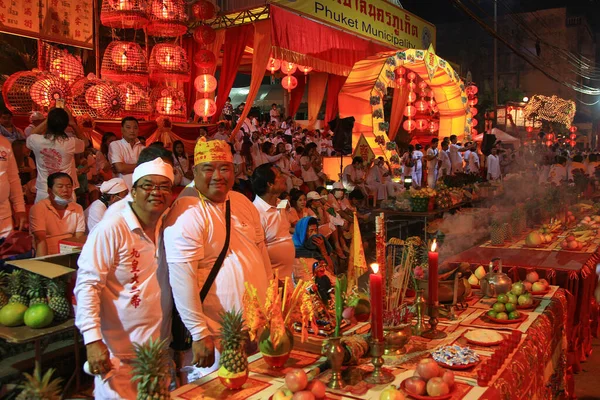 Close Pessoas Durante Festival Vegetariano Anual Phuket Tailândia — Fotografia de Stock