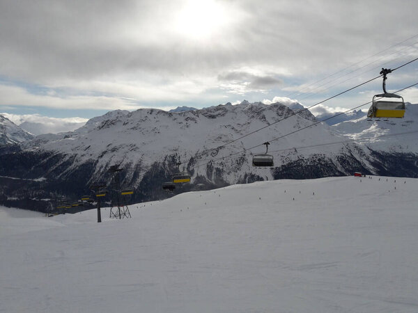 Skiing in St. Moritz in the winter