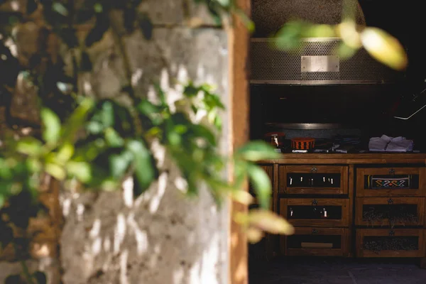 Selective Focus Shot Room Vintage Furniture Seen Open Door — Stock Photo, Image