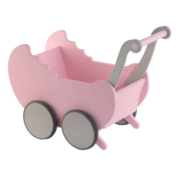 Handmade Pink Doll Carriage Toy Children Isolated — Stock Photo, Image