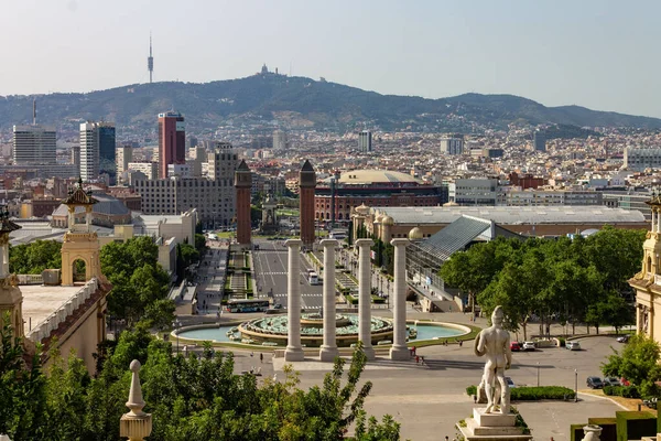 Vzdušný Pohled Kouzelnou Fontánu Montjuic Barceloně Španělsko — Stock fotografie