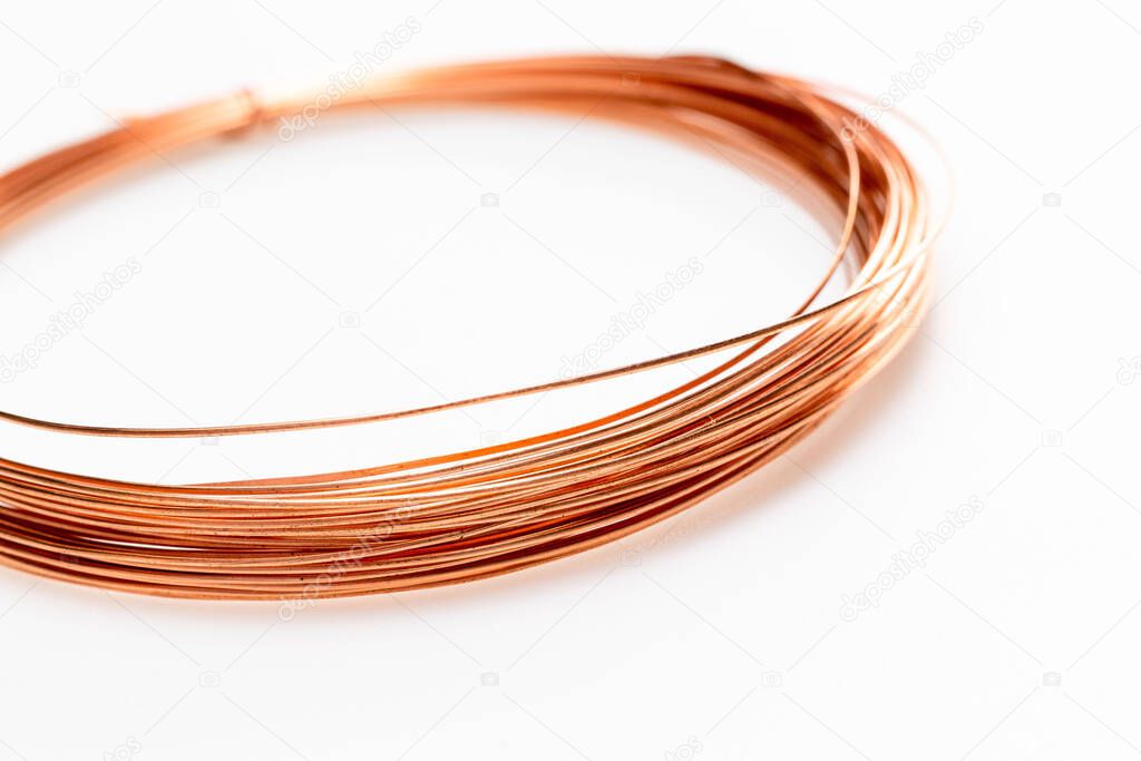 Copper wire for jewelry making isolated on white background