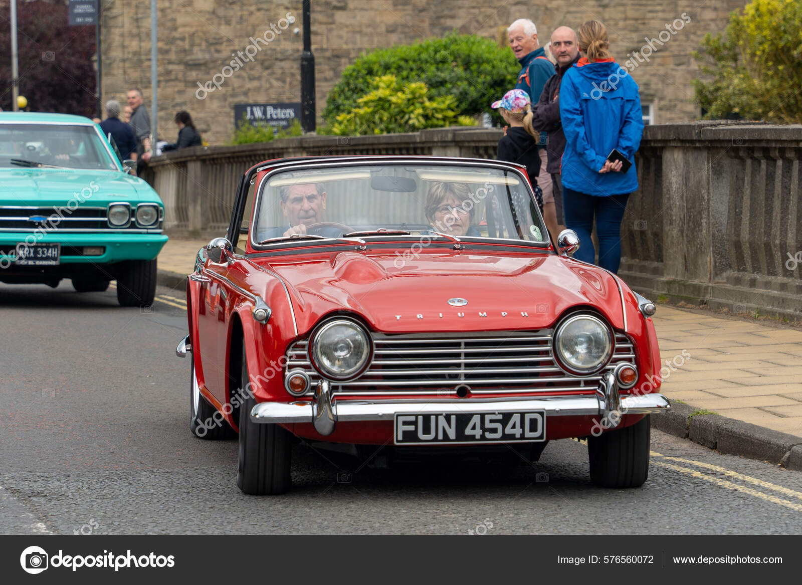 Red Classic Triumph Tr4 Car Morpeth Fair Day Northumberland Stock