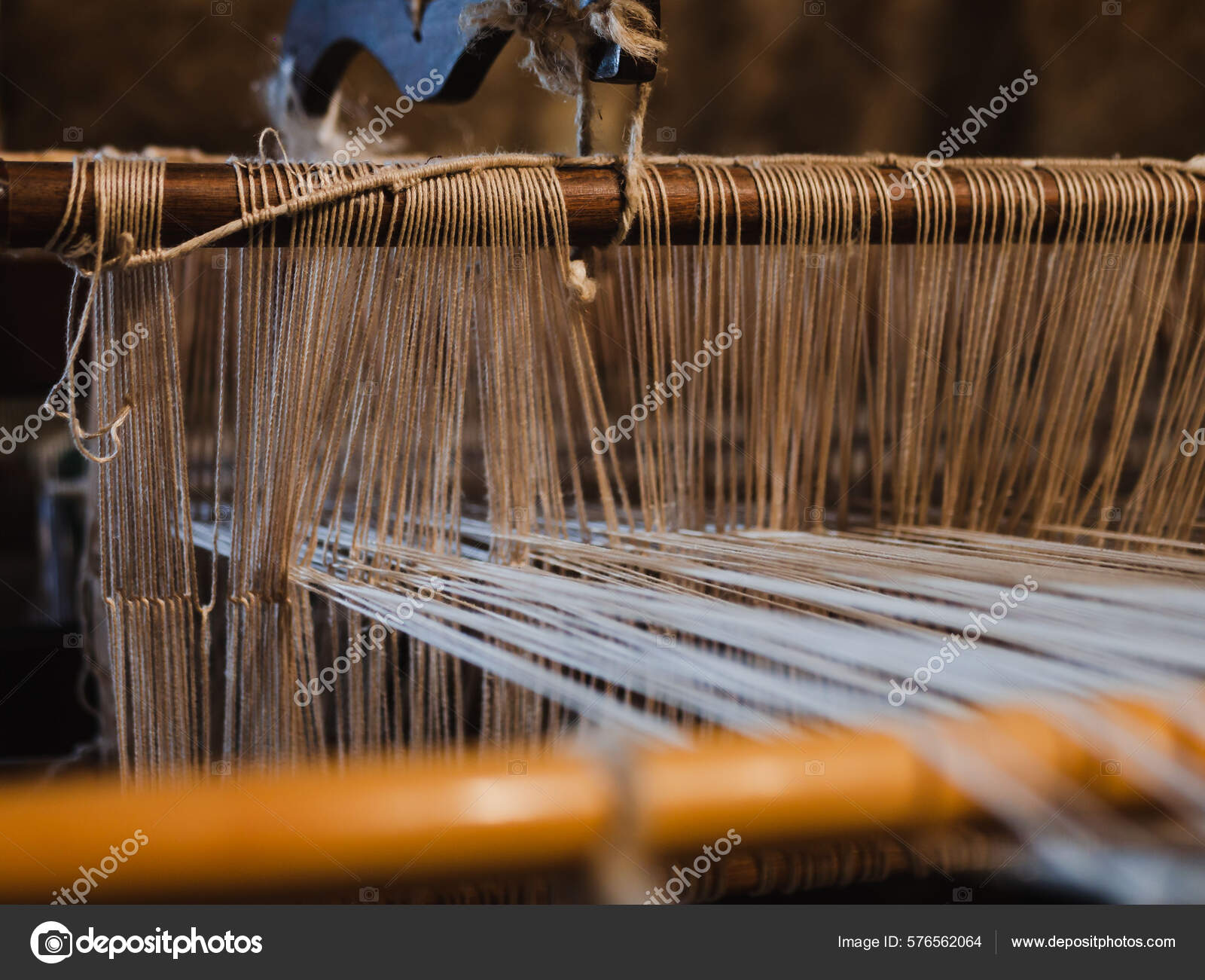 Ancient Manufacturing Process Spinning Cotton Weaving Wood Loom
