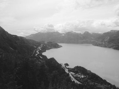 Gri tonlu güzel bir dağ manzarası..