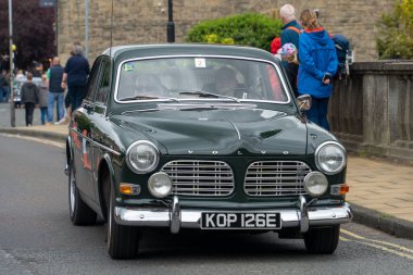 Yeşil 1967 Volvo Amazon 123 GT Morpeth Fair Day, Northumberland, İngiltere