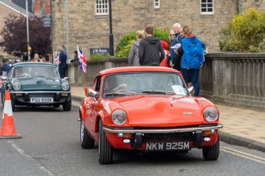 1972 kırmızı Triumph GT6 Morpeth Fair Day, Northumberland, İngiltere