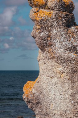 İsveç 'teki Gotland Adası' ndaki bir deniz yığınının dikey çekimi.