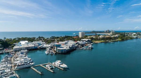 Uma Vista Aérea Cais Belo Oceano Mooloolaba Queensland Austrália — Fotografia de Stock