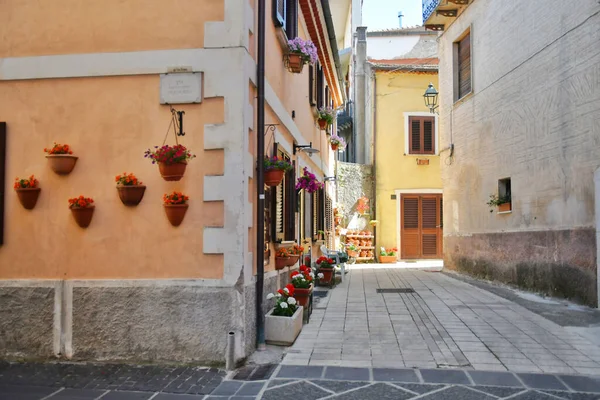 Eine Enge Straße Zwischen Den Alten Häusern Von Teggiano Einem — Stockfoto