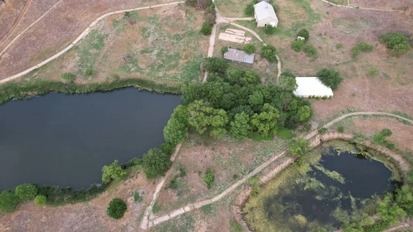 Bird Eye View Water Ponds Field — Stock Photo, Image