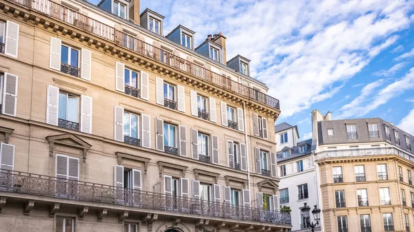 Paris, panorama of the rue de Rivoli, typical building, parisian facade