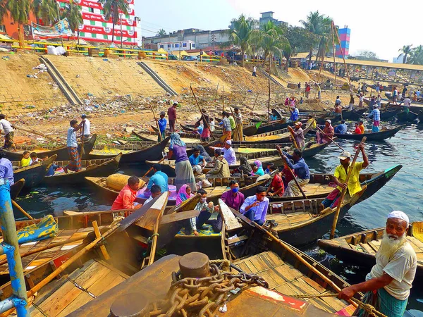 Port Dhaka Major River Port Buriganga River Dhaka Capital Largest — Stock Photo, Image