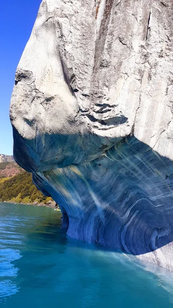 Vertical Shot Marble Caves Catedral Marmol Chile — Stock Photo, Image