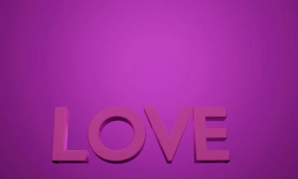 Een Weergave Van Roze Letters Van Liefde Geïsoleerd Paarse Achtergrond — Stockfoto