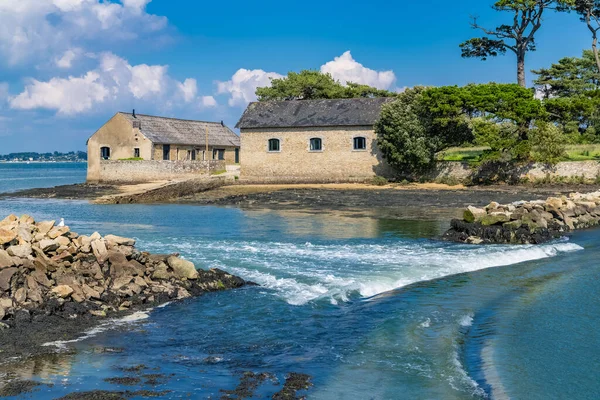 Liegeplatz Insel Der Bretagne Golf Von Morbihan Bei Steigender Flut — Stockfoto