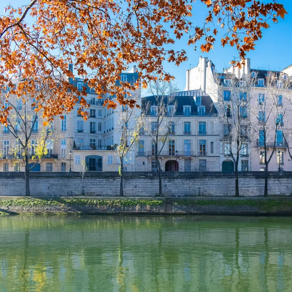 Párizs Ile Saint Louis Gyönyörű Házak Quai Anjou — Stock Fotó