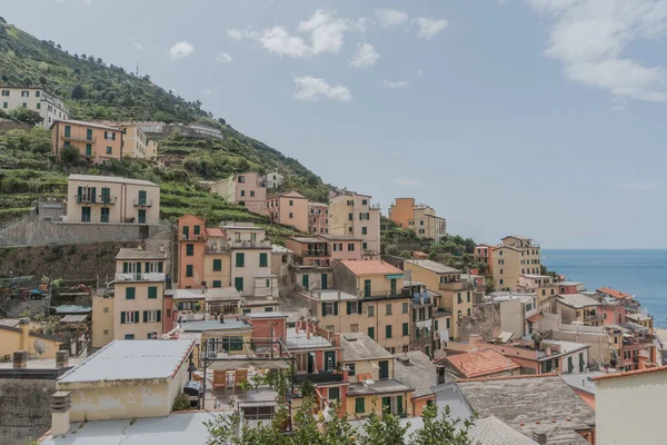 Riomaggiore Cinque Terre Deki Evlerin Güzel Bir Fotoğrafı — Stok fotoğraf