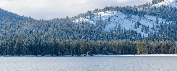 Lago Donner Sotto Neve Inverno Nel Nevada — Foto Stock
