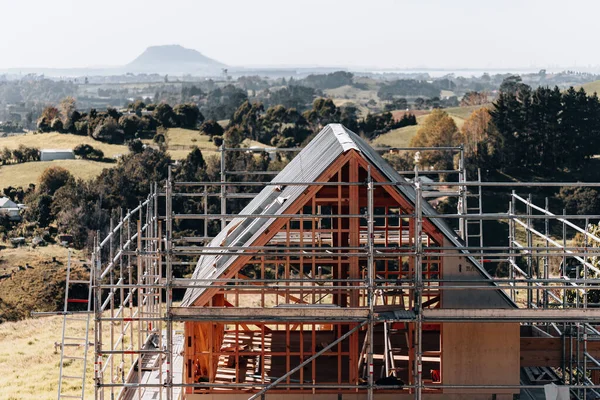 Pohled Lešení Domů Novém Zélandu — Stock fotografie