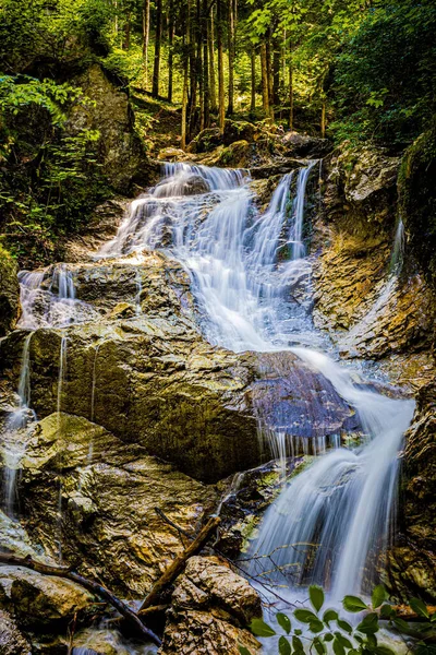 Pionowe Ujęcie Pięknego Wodospadu Płynącego Lesie — Zdjęcie stockowe