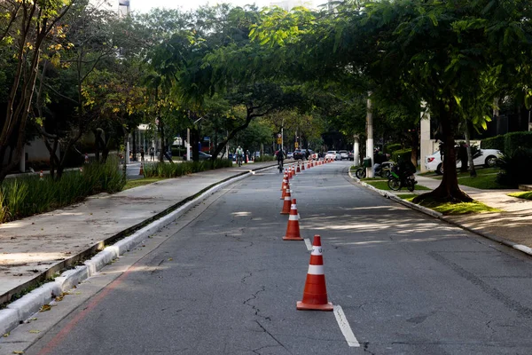 Helio Pelegrino Street Traffic Cones Middle — Stock Photo, Image