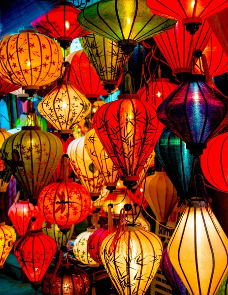 Полный Кадр Красочных Фонарей Хой Ночной Рынок — стоковое фото