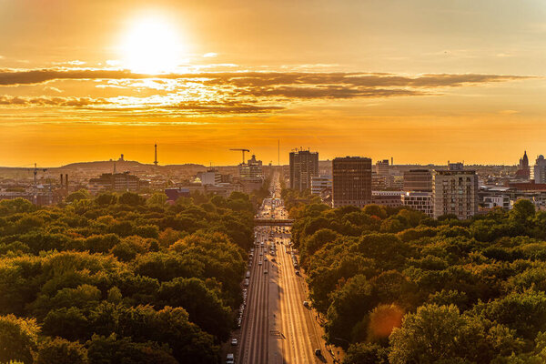 A mesmerizing view of Berlin cityscape at sunset