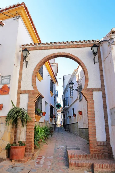 Andaluská Bílá Vesnice Comares Vrcholu Kopce Horách Provincie Malaga — Stock fotografie