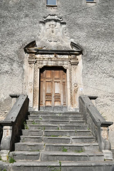Facade Church Teggiano Medieval Village Mountains Salerno Province Italy — Stock Photo, Image