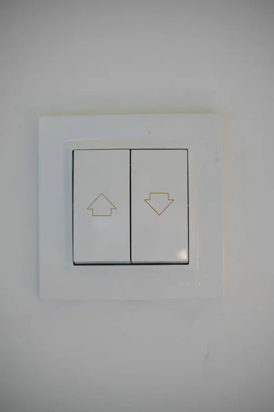 Closeup Shot White Light Switch White Wall — Stock Photo, Image