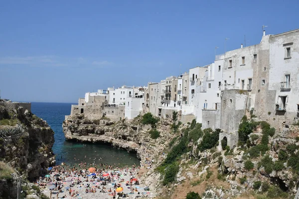 Panoramiczny Widok Plażę Miejscowości Polignano Mare — Zdjęcie stockowe