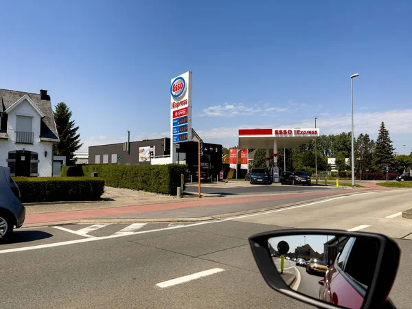 Esso Logo Bord Met Euro Prijzen Weer Geven Buiten — Stockfoto