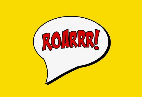 Comic Book Speech Bubble Red Text Roarrr Yellow Background Onomatopoeia — Stock Photo, Image