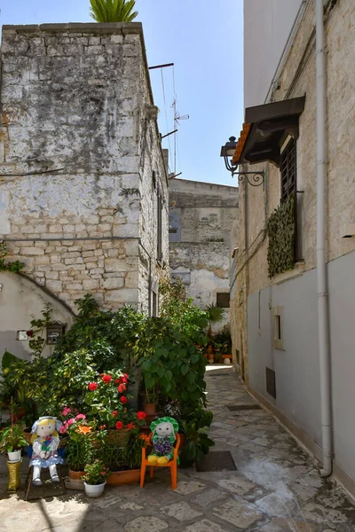 Eine Kleine Straße Casamassima Einem Dorf Mit Blauen Häusern Der — Stockfoto