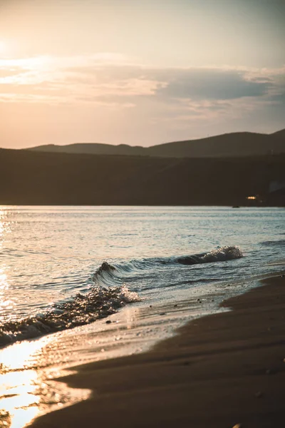 Vacker Utsikt Över Wales Strand Västkusten Solnedgången — Stockfoto