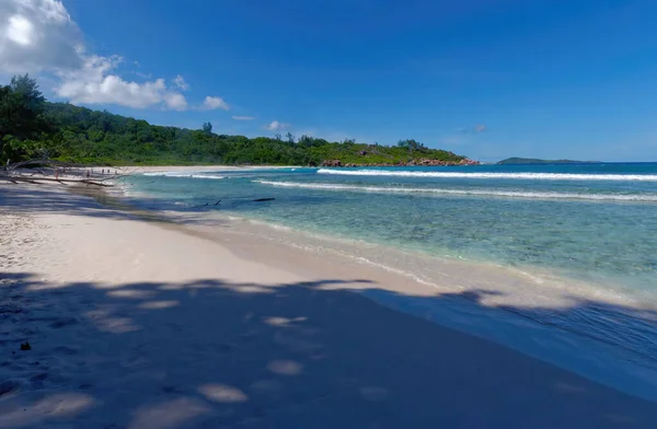 Hermosa Vista Playa Petite Anse Isla Digue Seychelles África Oriental — Foto de Stock