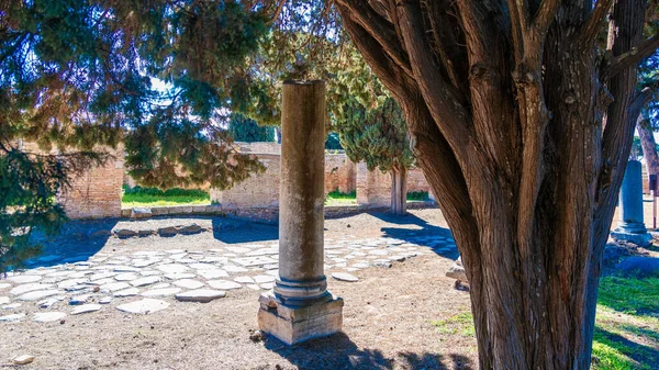 Ostia Antica Jest Dużym Zabytkiem Archeologicznym Pobliżu Nowoczesnego Miasta Ostia — Zdjęcie stockowe