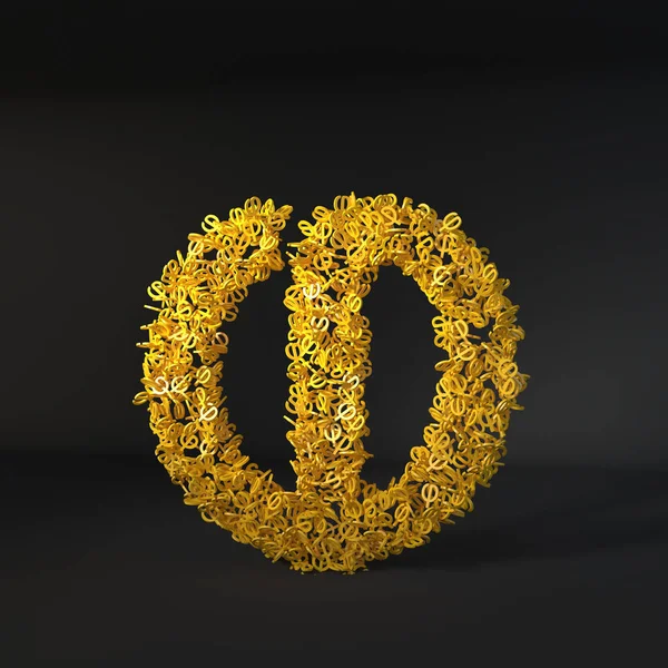 Dağınık sarı harf siyah bir arkaplan üzerinde izole