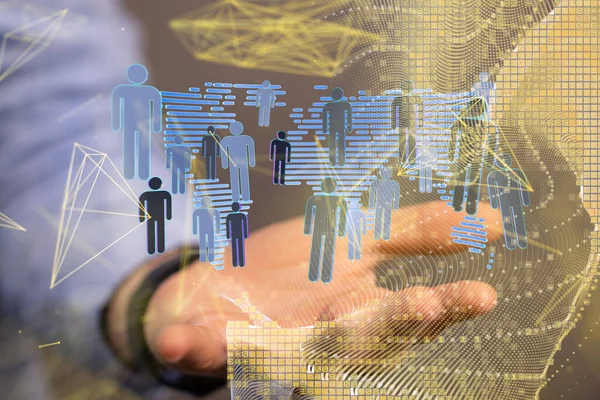 Bağlı insanların grafiğini gösteren bir kişi - internet, bağlantı, ağ konsepti