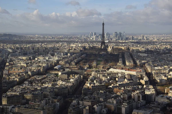 Eine Luftaufnahme Der Skyline Und Des Eiffelturms Von Paris Frankreich — Stockfoto