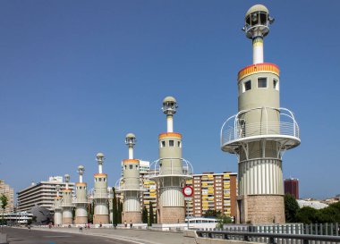 İspanya 'nın Barcelona kentindeki Endüstriyel Park' ın açık hava görüntüsü
