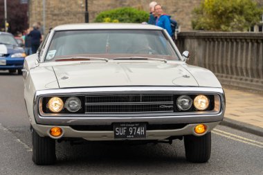 1970 model klasik Dodge Charger RT arabası Morpeth Fair Day, Northumberland, İngiltere 'de.
