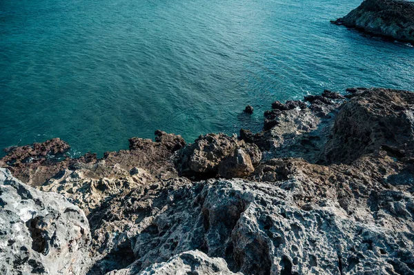 Eine Schöne Aufnahme Eines Felsigen Strandes Tag Tulum Mexiko — Stockfoto