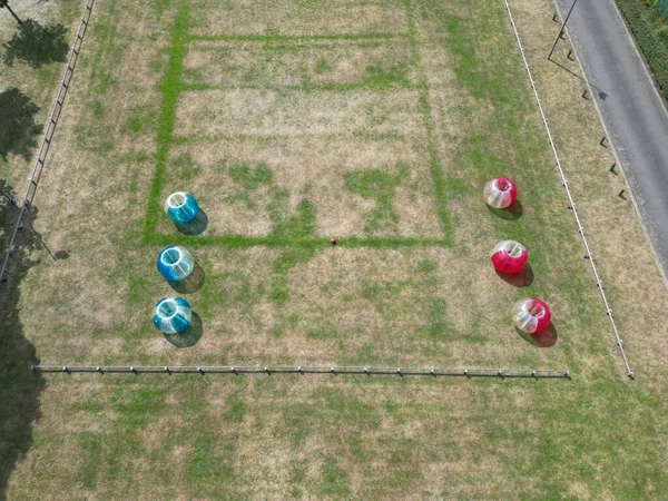 Una Vista Aérea Bolas Parachoques Campo — Foto de Stock