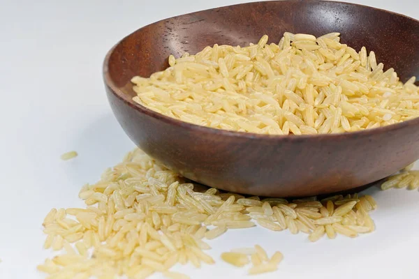 Arroz Integral Solo Elimina Cáscara Comestible Mientras Que Capa Salvado — Foto de Stock