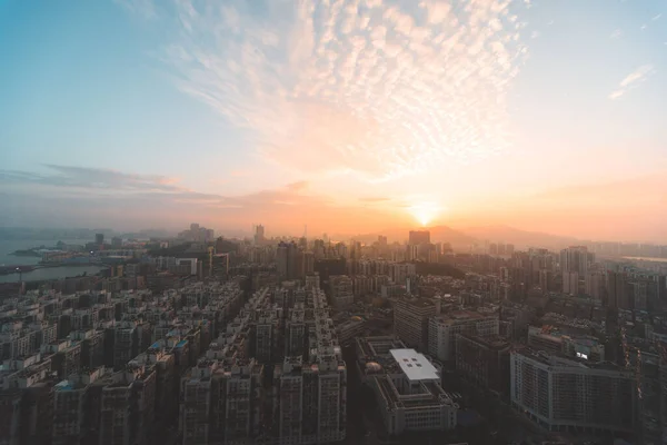 Pemandangan Udara Dari Langit Makau Yang Ikonik Selama Matahari Terbenam — Stok Foto